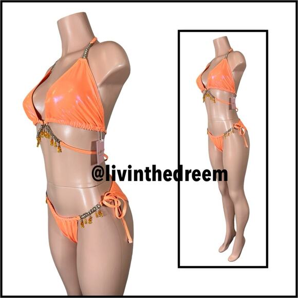 MODA MINX MAGIC IN MAKO WRAP TRIANGLE XL & RUCHED TIE SIDE BIKINI BOTTOMS L $79 - Picture 4 of 14